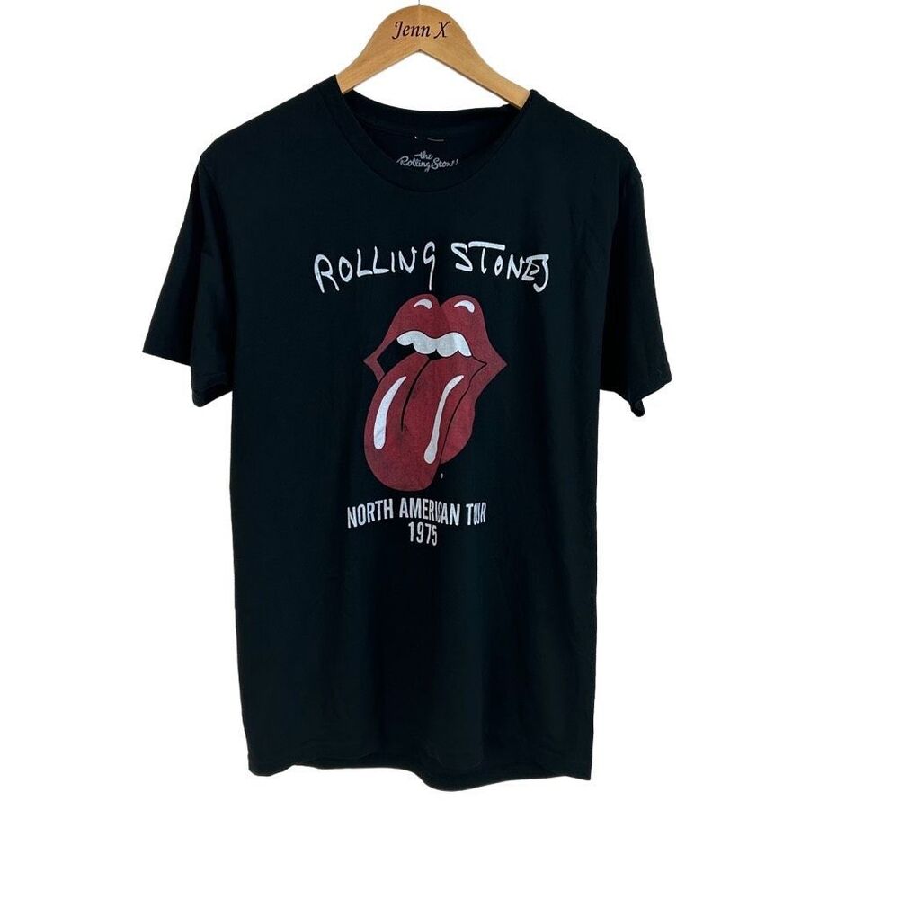 The Rolling Stones Black Short Sleeve T-shirt Size M North American Tour 1975
